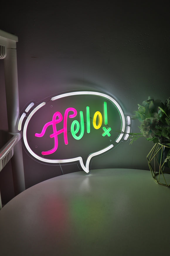 Hello With Bubble LED Neon Sign Light, Can be hang on the wall,Powered by USB