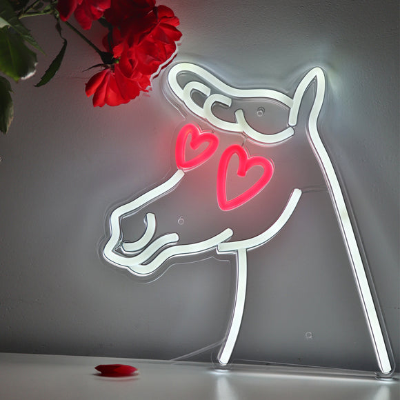 Horse  Eyes With Heart LED Neon Sign Light, Can be hang on the wall,Powered by USB