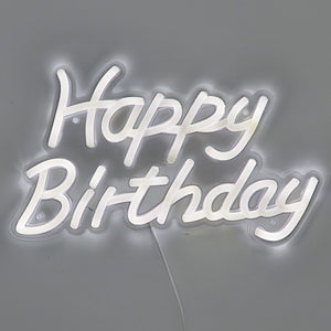 White Happy Birthday Wall LED Neon Sign