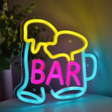 TONGER® Beer With Bar LED Neon Sign Light