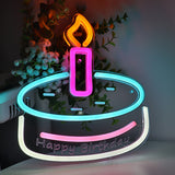 TONGER® Happy Birthday With Cake Wall LED Neon Sign