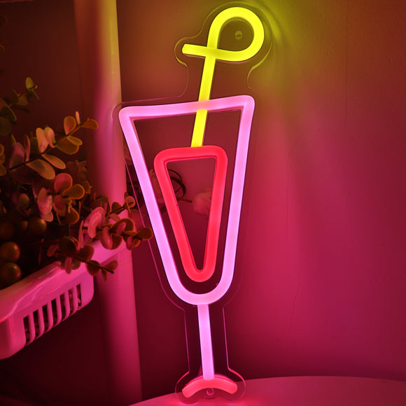 Cocktail LED Neon Sign Light, Can be hang on the wall,Powered by USB