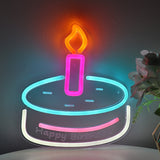 TONGER® Happy Birthday With Cake Wall LED Neon Sign