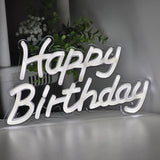 White Happy Birthday Wall LED Neon Sign