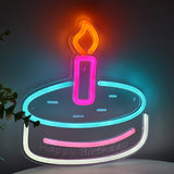 TONGER® Happy Birthday With Cake Wall LED Neon Sign