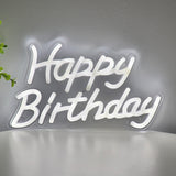 White Happy Birthday Wall LED Neon Sign