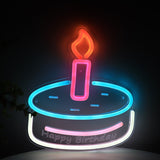 TONGER® Happy Birthday With Cake Wall LED Neon Sign