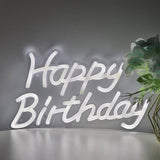 White Happy Birthday Wall LED Neon Sign