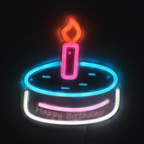 TONGER® Happy Birthday With Cake Wall LED Neon Sign