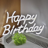 White Happy Birthday Wall LED Neon Sign