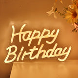 Warm White Happy Birthday Wall LED Neon Sign