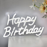 White Happy Birthday Wall LED Neon Sign