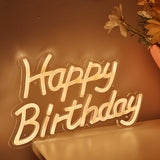 Warm White Happy Birthday Wall LED Neon Sign