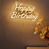 Warm White Happy Birthday Wall LED Neon Sign