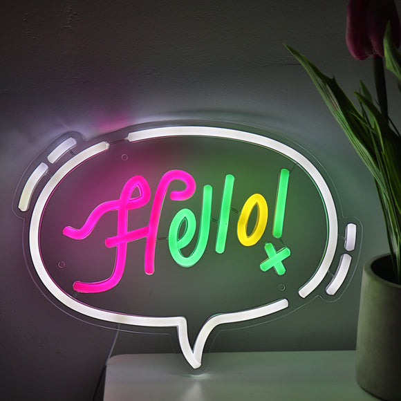 Hello With Bubble LED Neon Sign Light, Can be hang on the wall,Powered by USB
