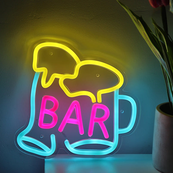 Bear With Bar LED Neon Sign Light, Can be hang on the wall,Powered by USB