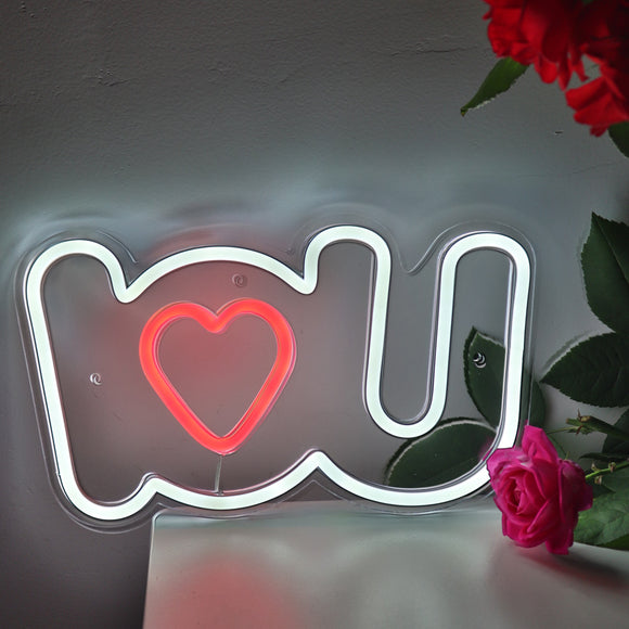 I heart U LED Neon Sign Light, Can be hang on the wall,Powered by USB