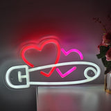 TONGER® Pin With Double Heart LED Neon Sign Light