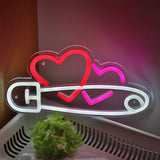 TONGER® Pin With Double Heart LED Neon Sign Light