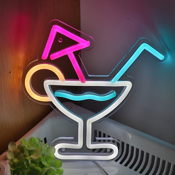 Cocktails With Umbrella Wall LED Neon Sign