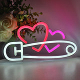 TONGER® Pin With Double Heart LED Neon Sign Light