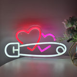 TONGER® Pin With Double Heart LED Neon Sign Light