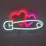 TONGER® Pin With Double Heart LED Neon Sign Light