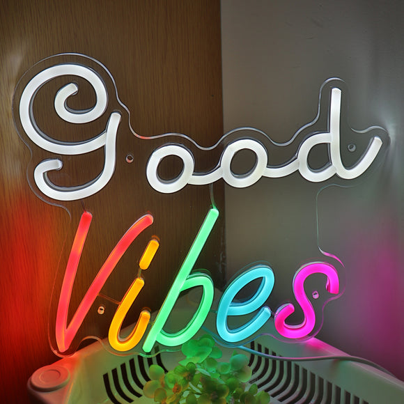 Good Vibes LED Neon Sign Light, Can be hang on the wall,Powered by USB