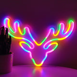 TONGER® Colorful Elk Head LED Neon Sign