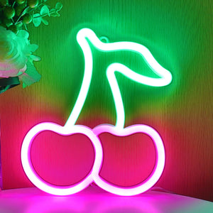 TONGER®Pink & Green Cherry Shape LED Neon