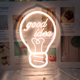 TONGER®White Good Idea In Bulb Table  Neon Sign