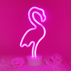 TONGER® Pink Flamingo Table LED Neon Light