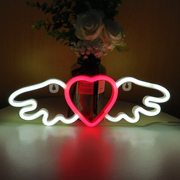 TONGER® Heart With Angle Wings Neon LED