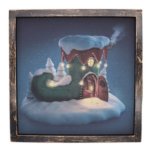 TONGER® Christmas stockings House Wall Art Picture With Light