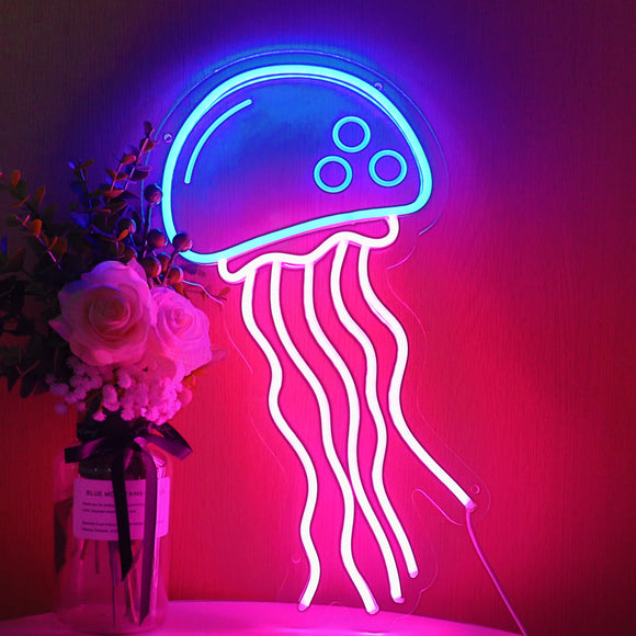 TONGER® Big Pink&Blue Jellyfish LED Neon