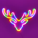 TONGER® Colorful Elk Head LED Neon Sign