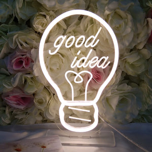 TONGER®White Good Idea In Bulb Table  Neon Sign