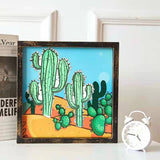 TONGER® Cactus Wall Art Picture With Light