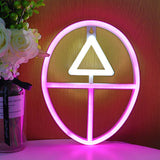 TONGER®Pink&White Squid Game Icon LED Wall  Neon