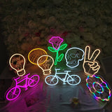 TONGER® White Bicycle Wall & Table Neon Sign