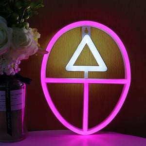 TONGER®Pink&White Squid Game Icon LED Wall  Neon