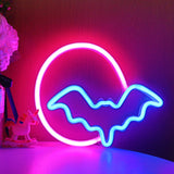 TONGER® Moon With Bat LED Neon Sign