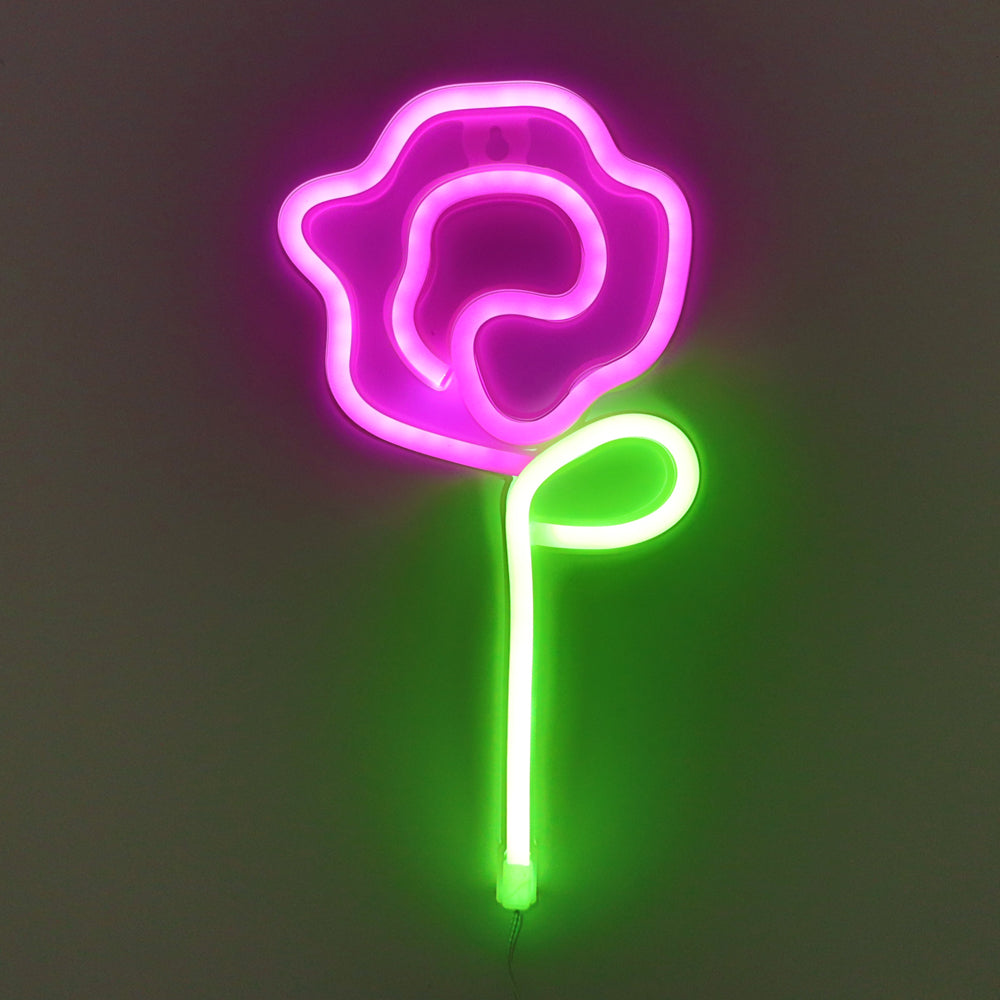 TONGER® Pink & Green Flower Wall LED Neon Light Sign – Tonger