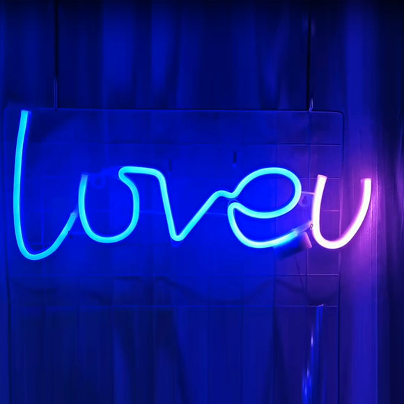 TONGER® Blue&Pink Loveu LED Wall Neon Sign