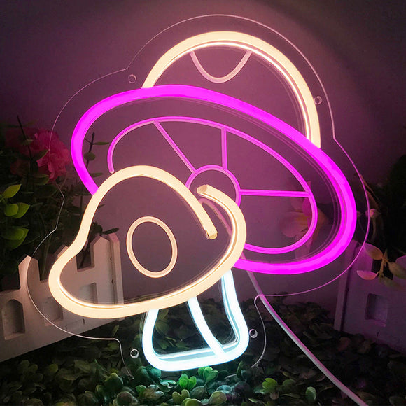 TONGER®Warm White & Pink & White Mushroom LED Neon Sign