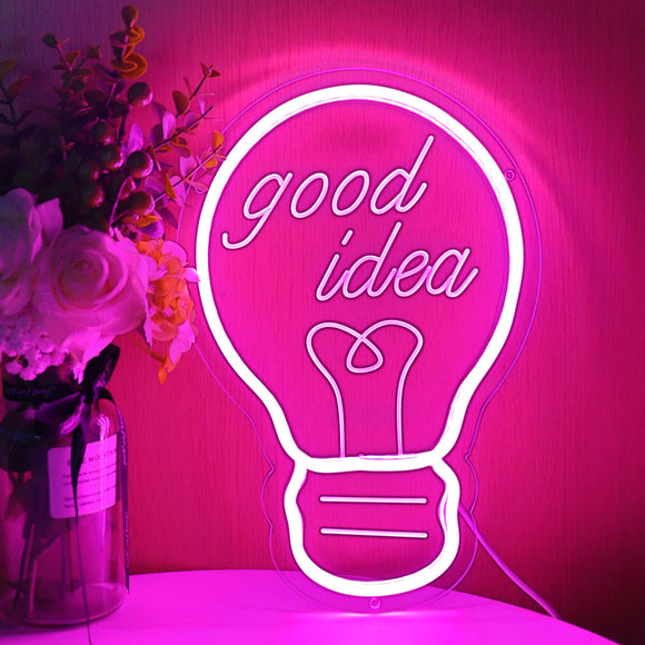 TONGER® Pink Good Idea In Bulb LED Neon