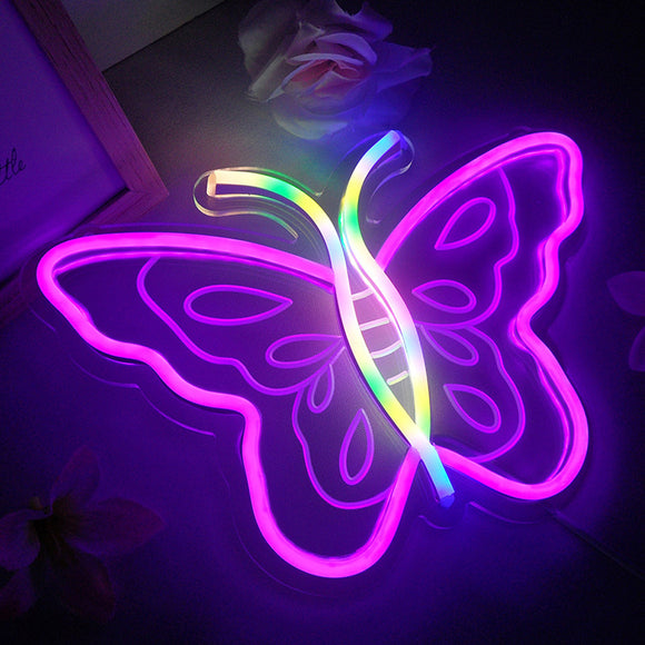 TONGER®Purple&Colorful Butterfly LED Neon Sign