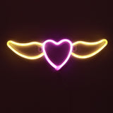 TONGER® Pink & Warm White Angle Wings Wall LED Neon Light Sign