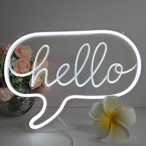 TONGER®White Hello Wall Neon Sign