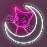 TONGER®Big White Moon With Cat LED Neon Sign